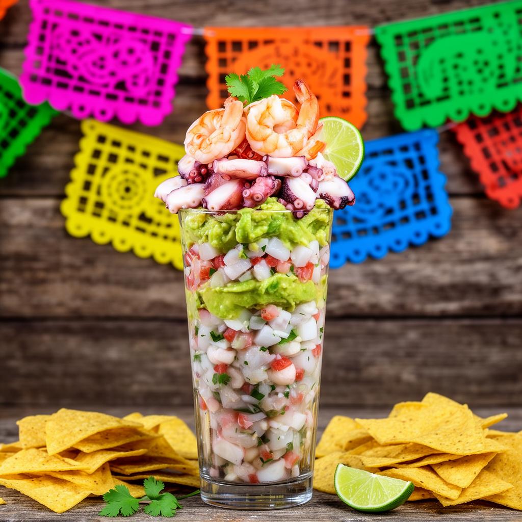 Torre de mariscos servida en El Aguachile